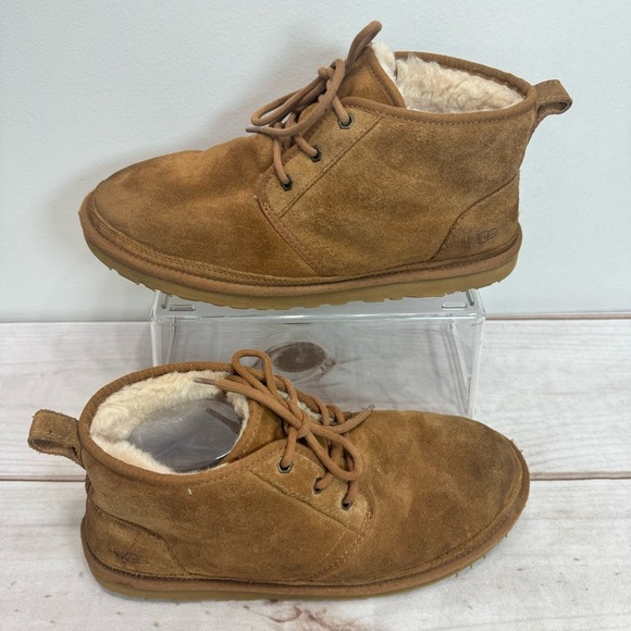 UGG Men’s Neumel Brown Suede Upcycled Shearling Wool Lined Chukka Boot Size 10 - Picture 10 of 13